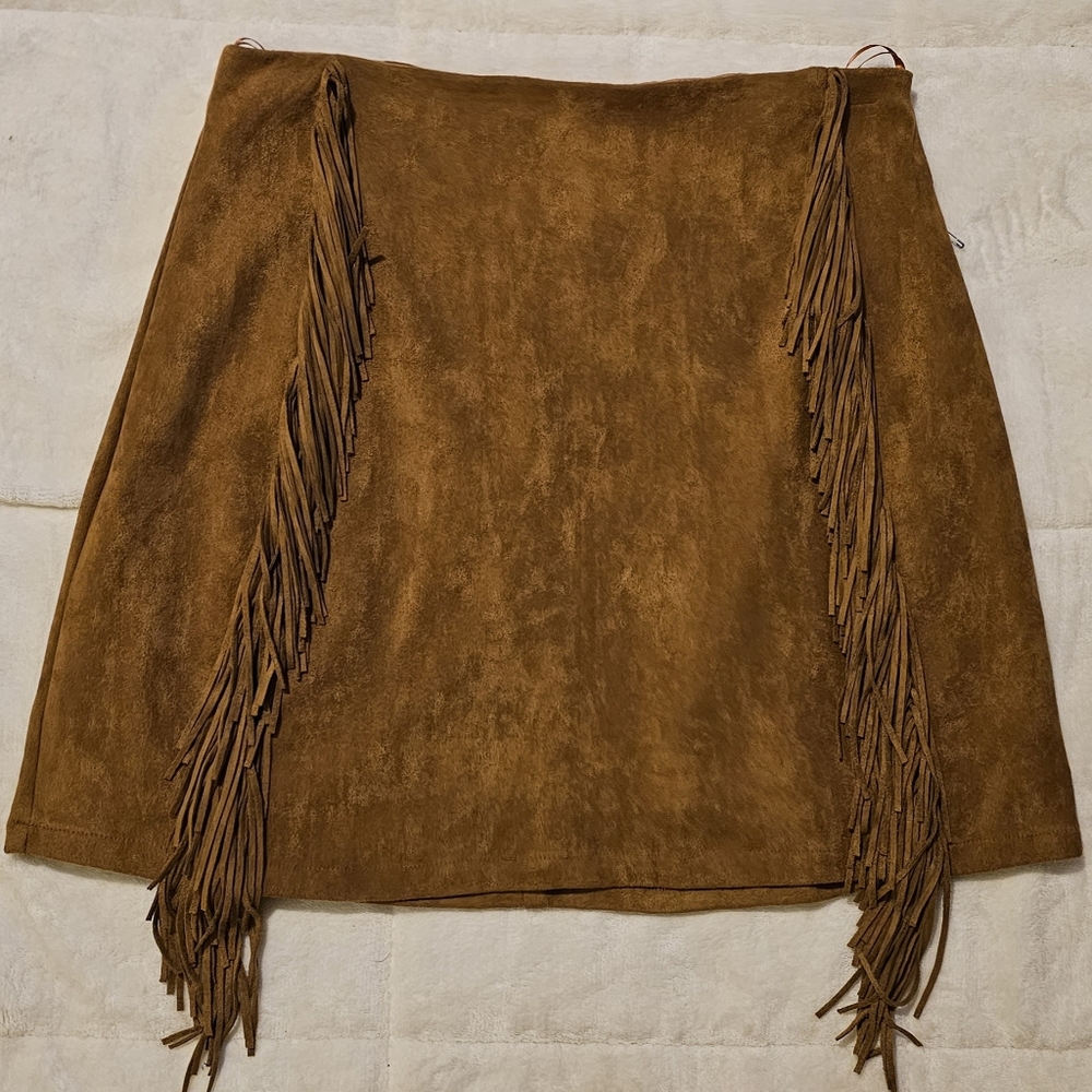 NWT Forever 21 Suede-feel Fringe Skirt Size Small